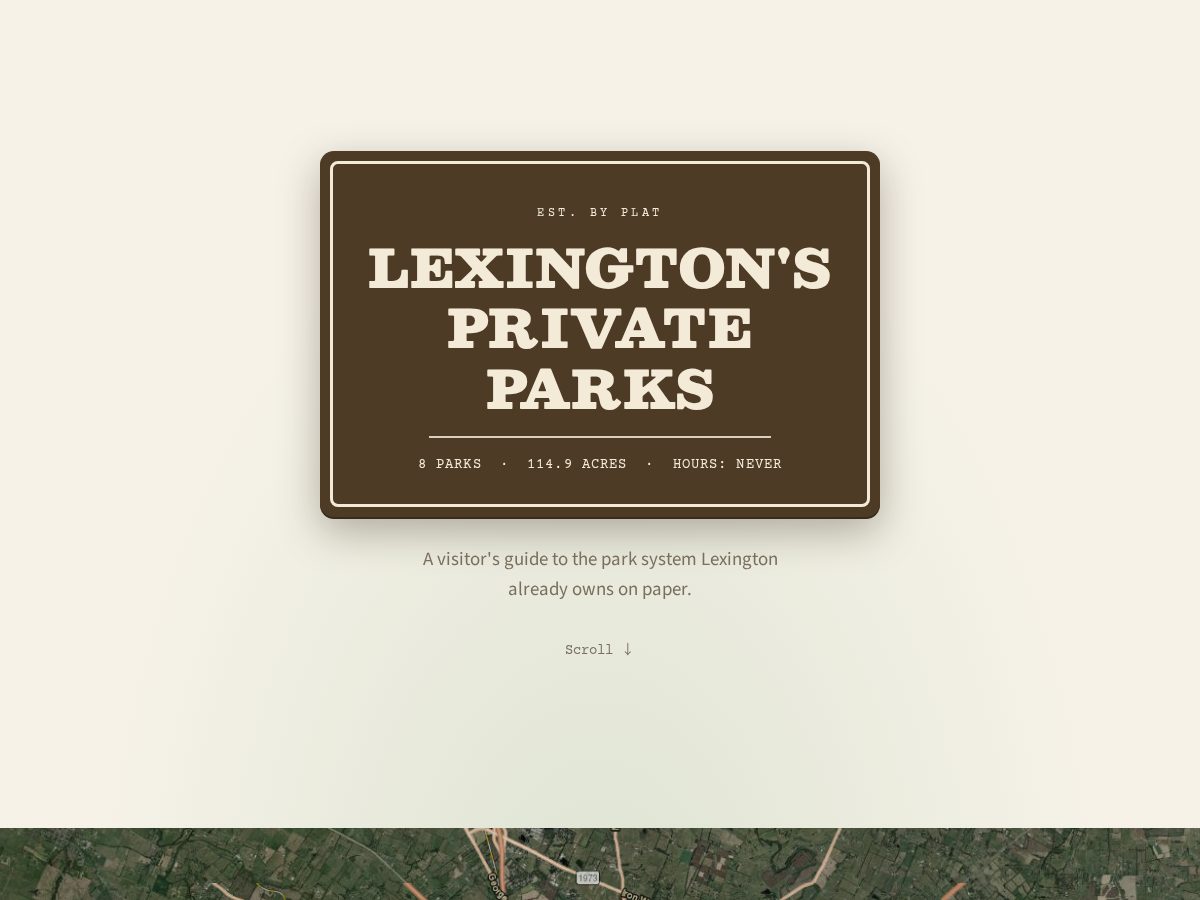 Landing-page snapshot of lexingtonsprivateparks.com