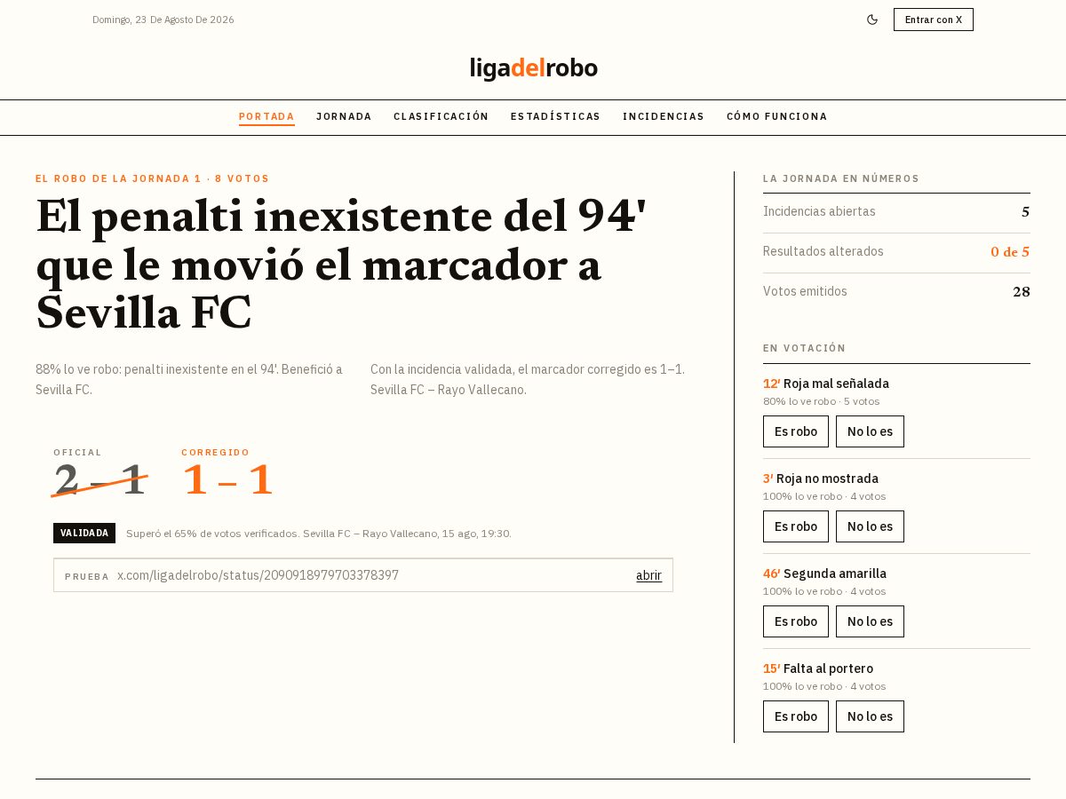 Landing-page snapshot of ligadelrobo.com