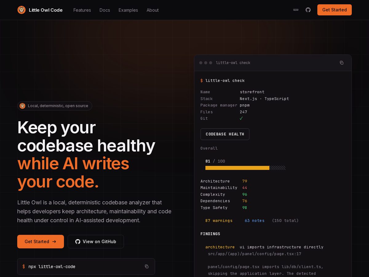 Landing-page snapshot of littleowlcode.com