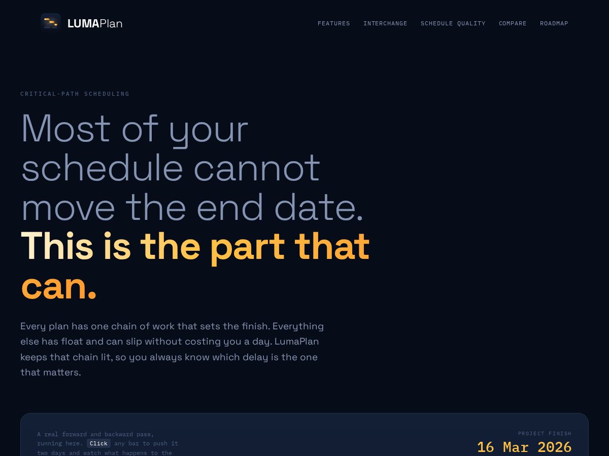 Landing-page snapshot of lumaplan.app