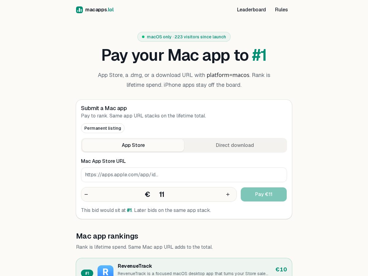 Landing-page snapshot of macapps.lol