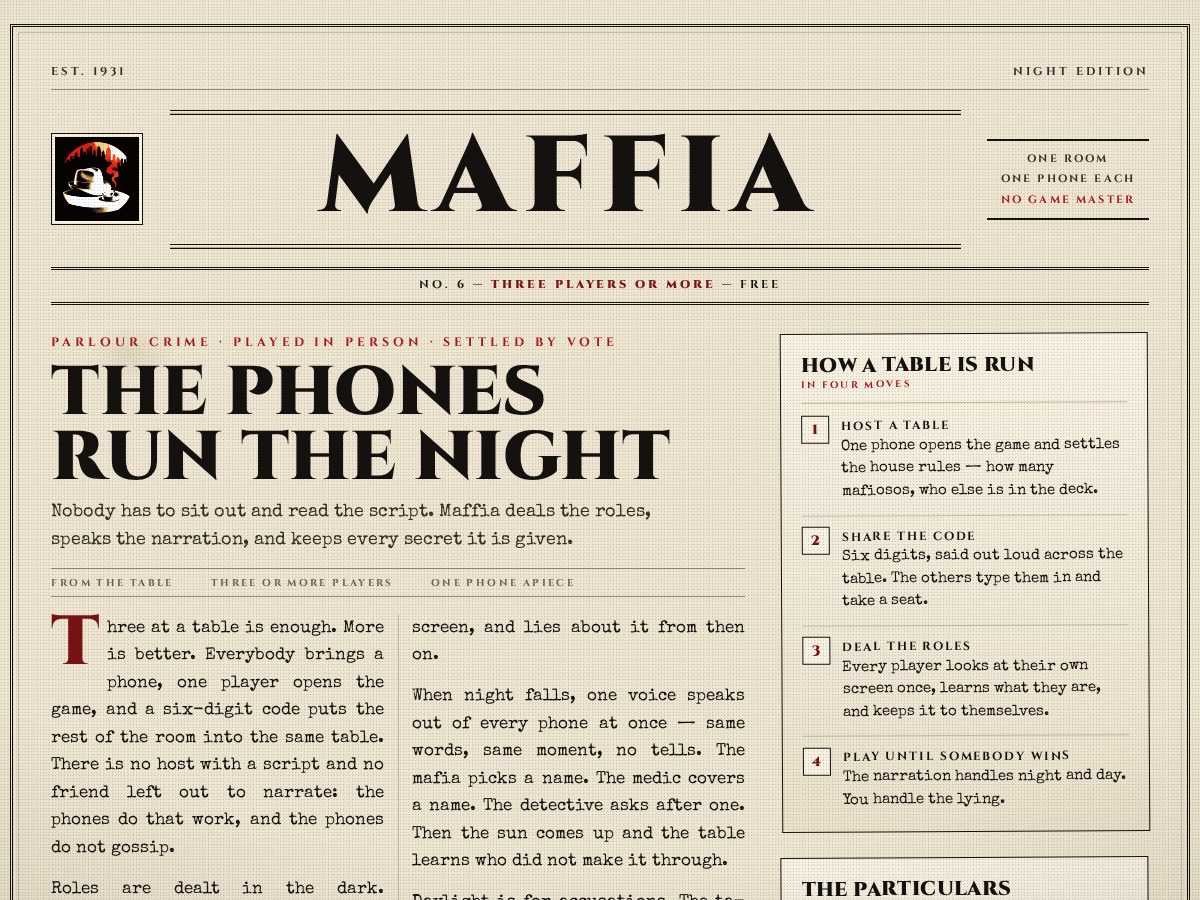 Landing-page snapshot of maffia.app