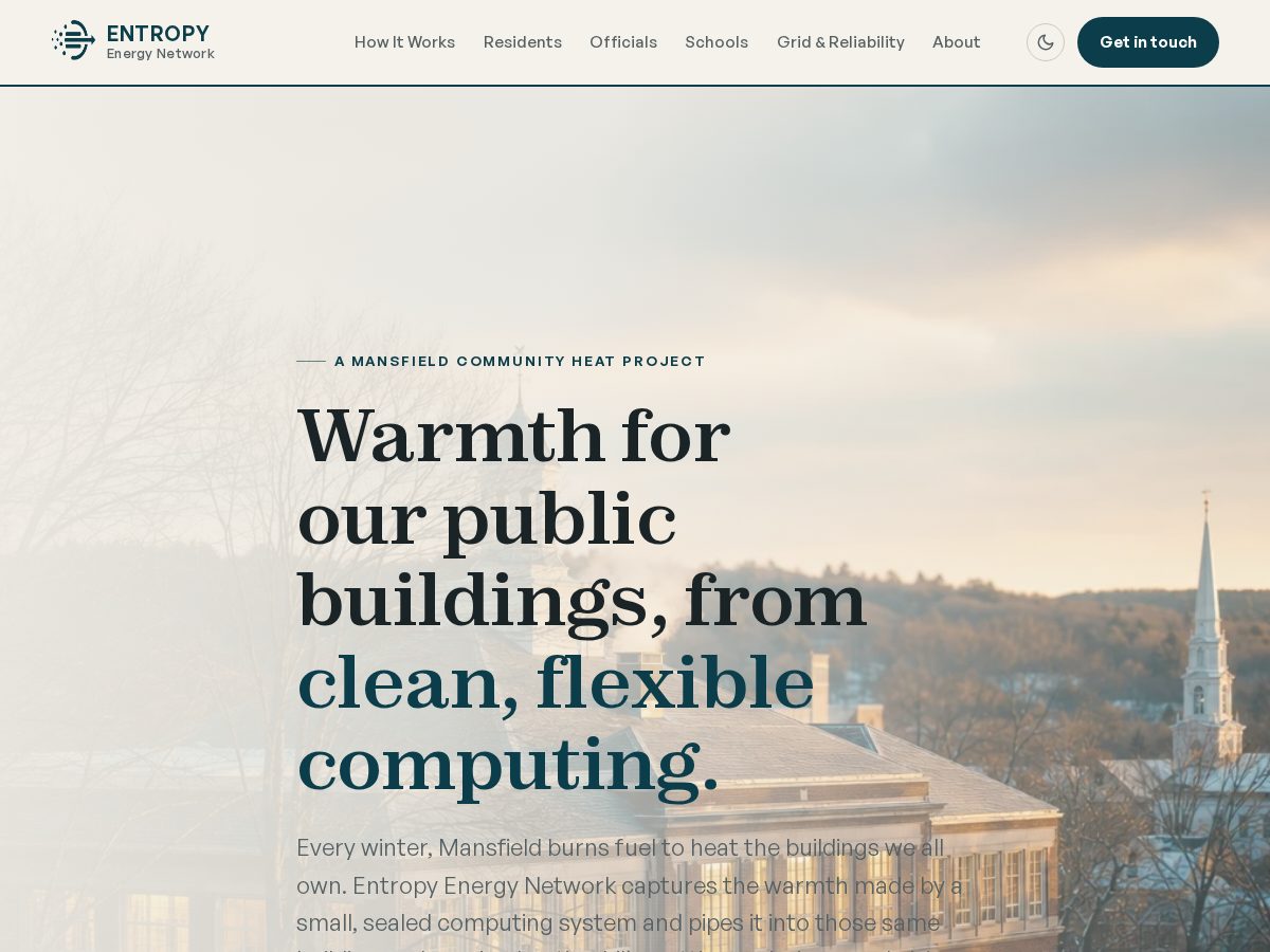 Landing-page snapshot of makeentropy.com