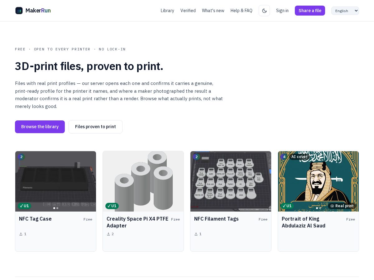 Landing-page snapshot of makerrun.com