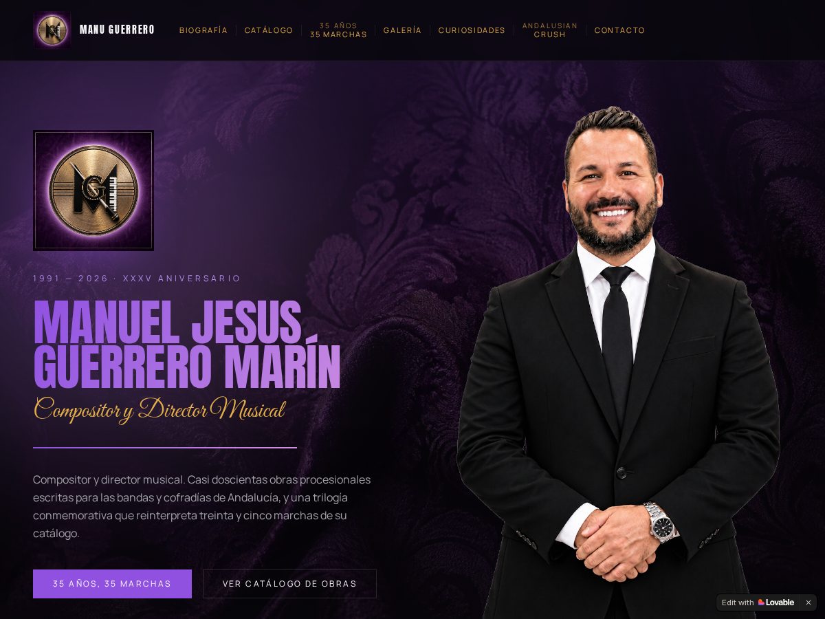 Landing-page snapshot of manuguerrerocompositor.com