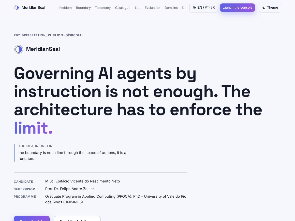 Landing-page snapshot of meridianseal.com