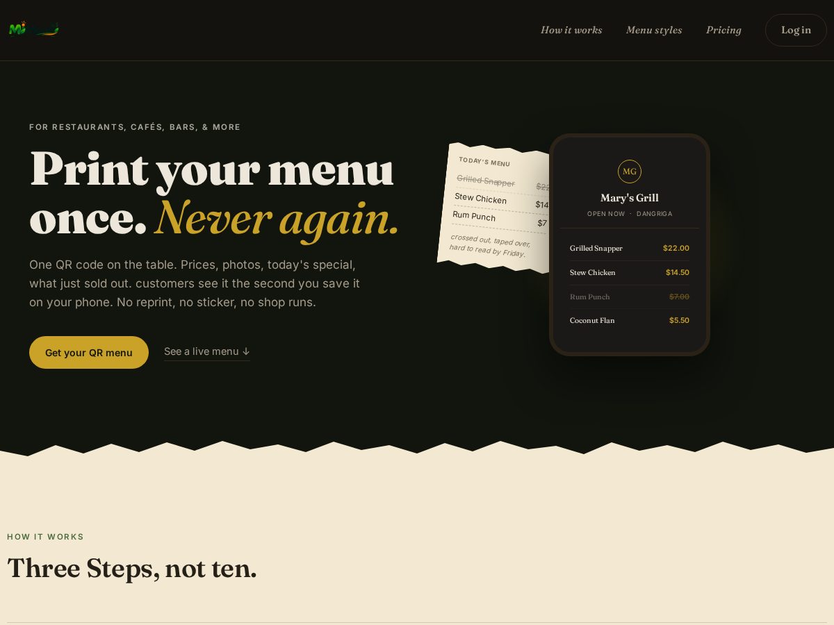 Landing-page snapshot of mi-menu.online