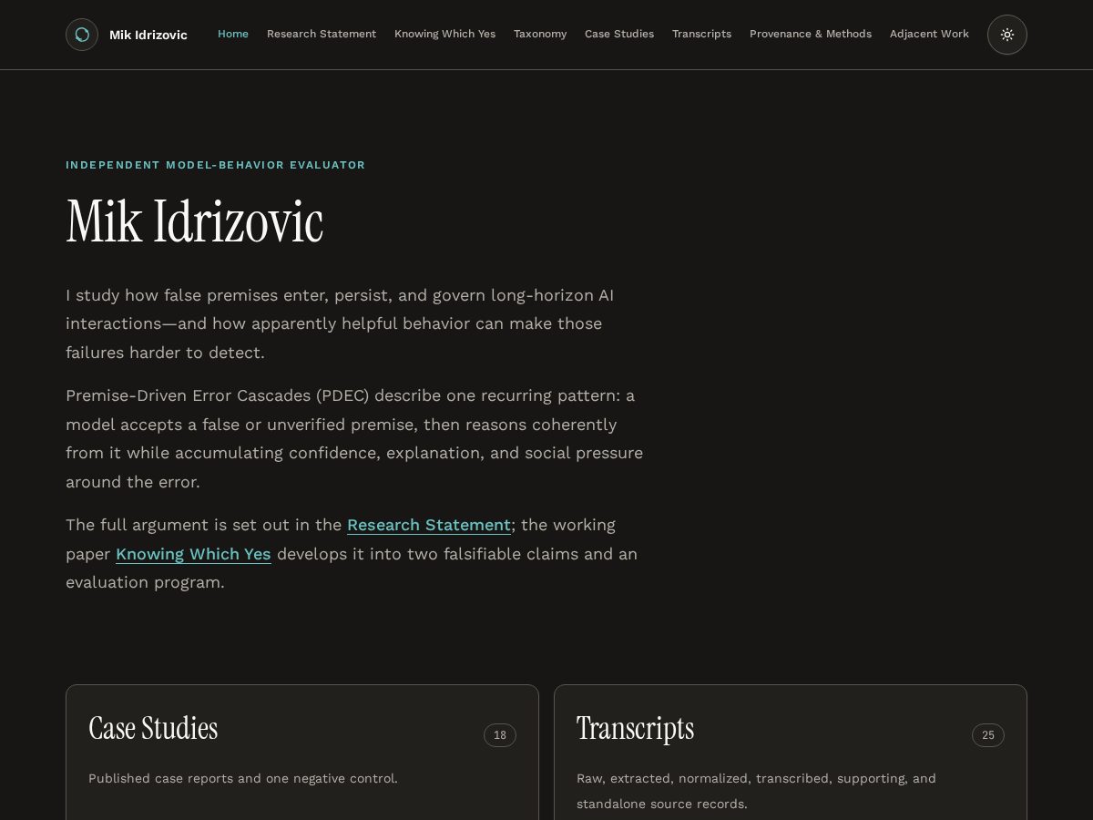 Landing-page snapshot of mikidrizovic.com
