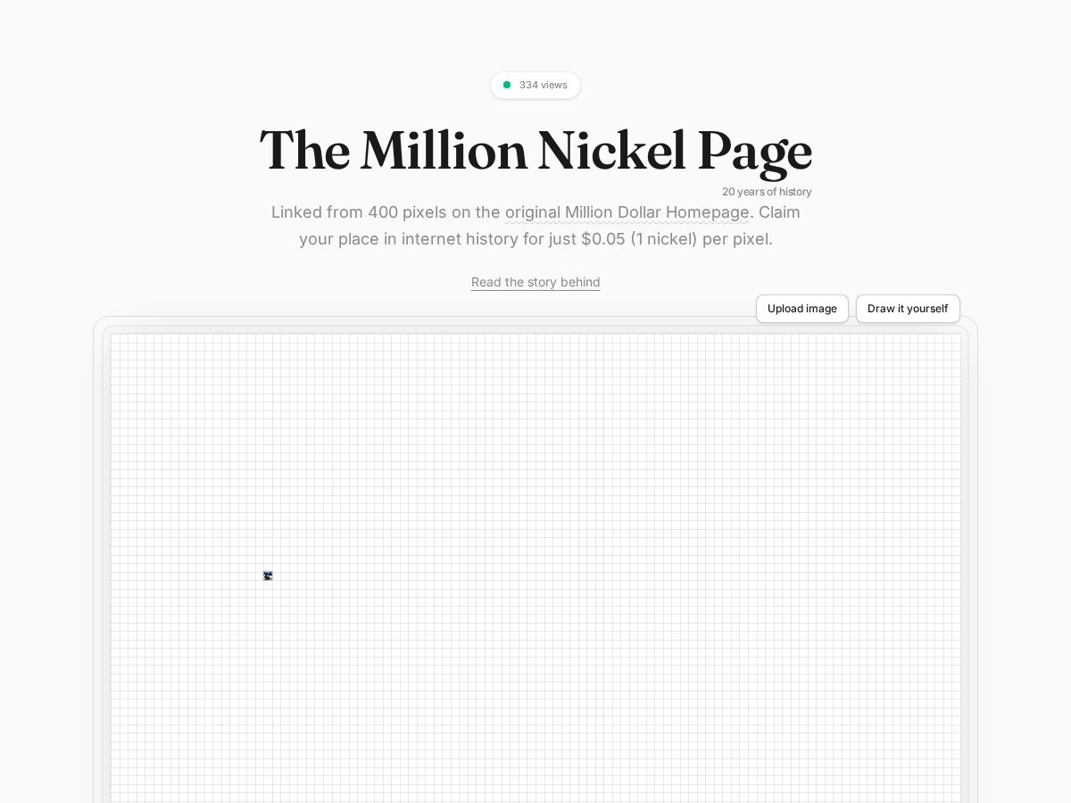 Landing-page snapshot of millionnickelpage.com