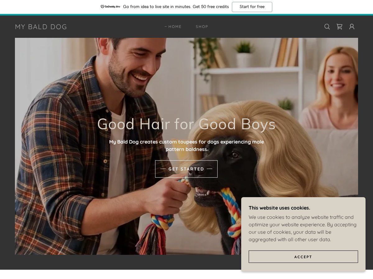 Landing-page snapshot of mybalddog.com
