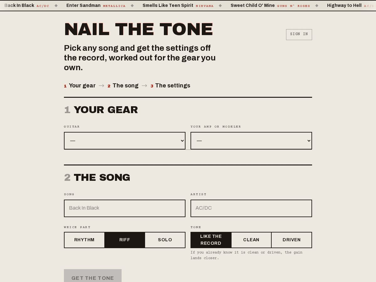 Landing-page snapshot of nailthetone.com