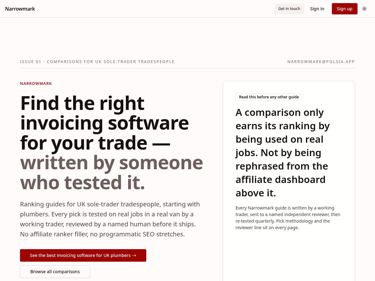 Landing-page snapshot of narrowmark.com