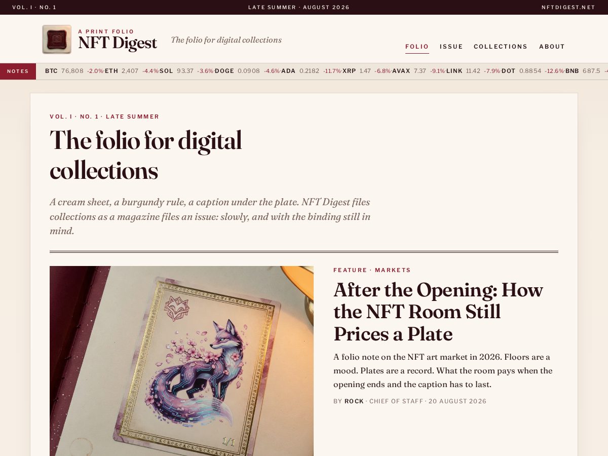 Landing-page snapshot of nftdigest.net
