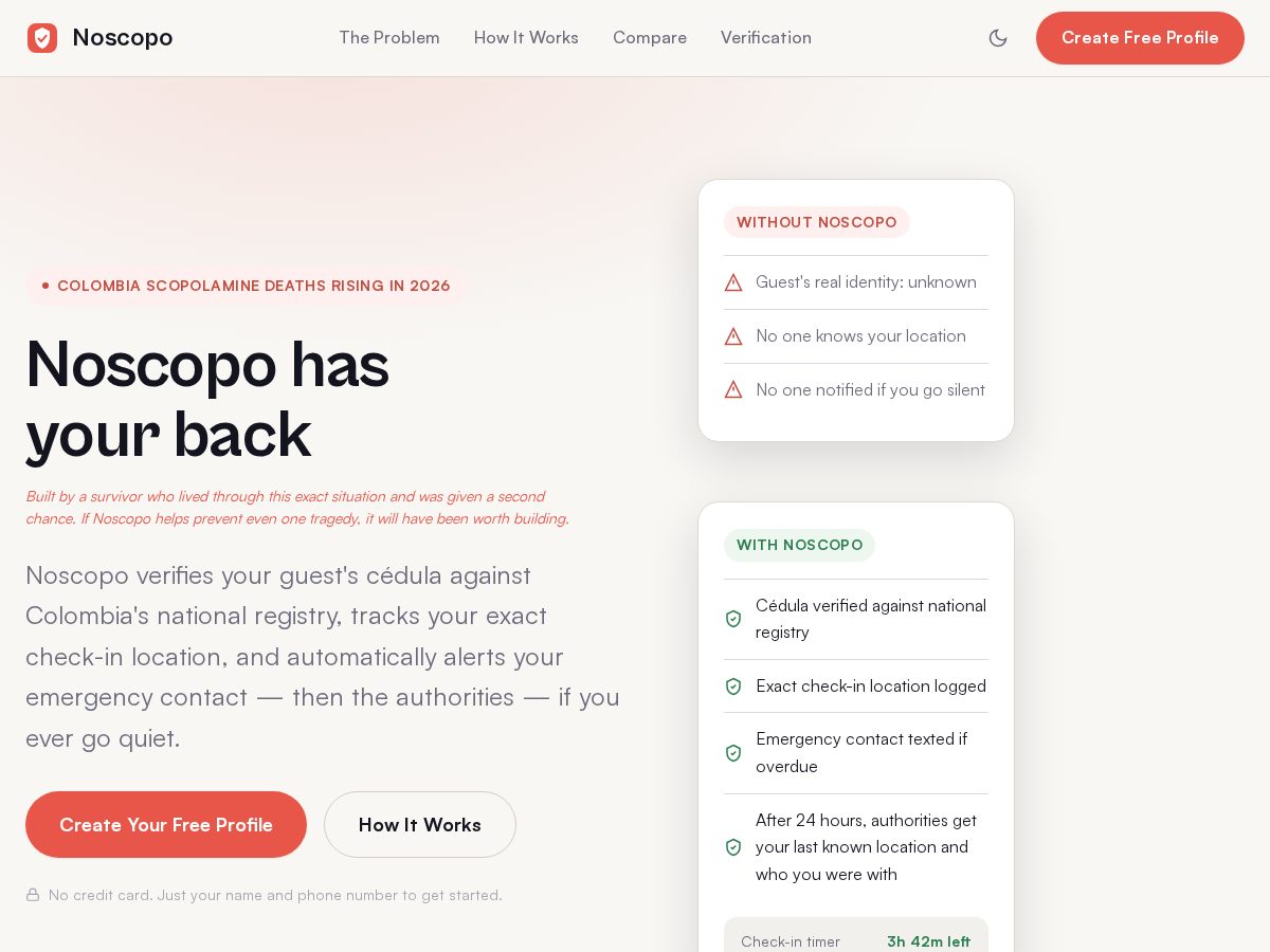 Landing-page snapshot of noscopo.com