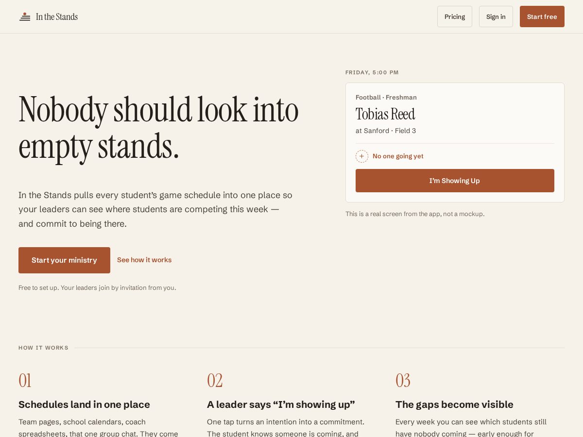 Landing-page snapshot of ourstands.com