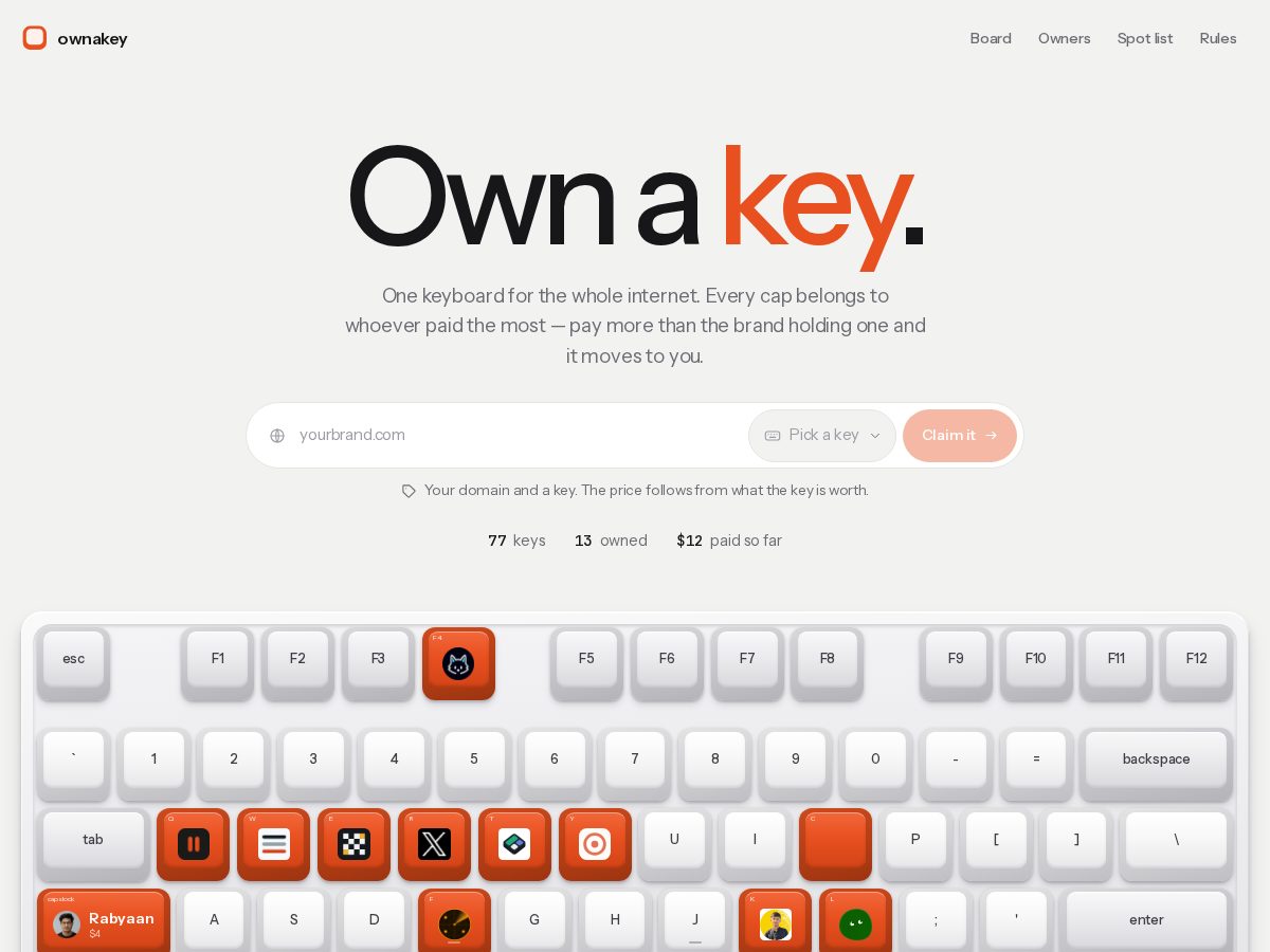 Landing-page snapshot of ownakey.lol