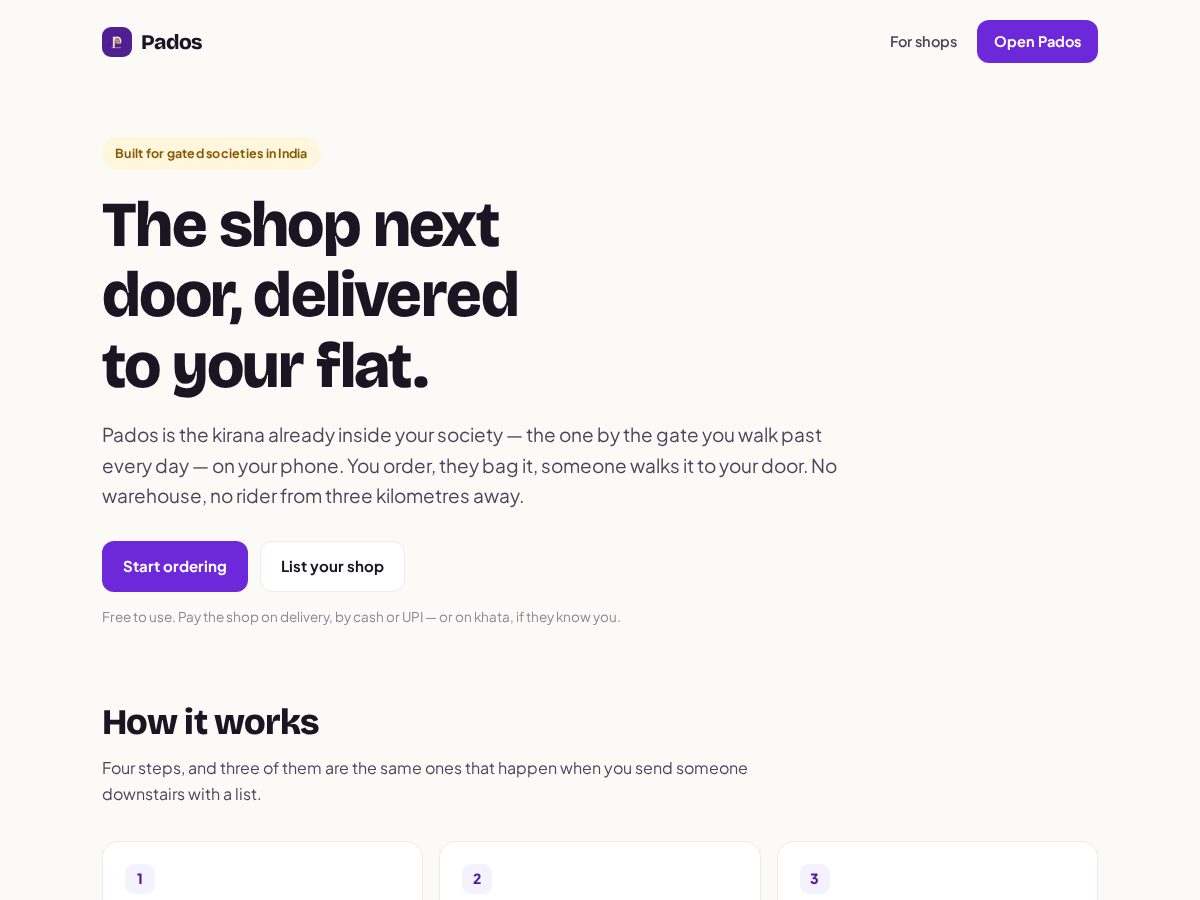 Landing-page snapshot of padoss.com