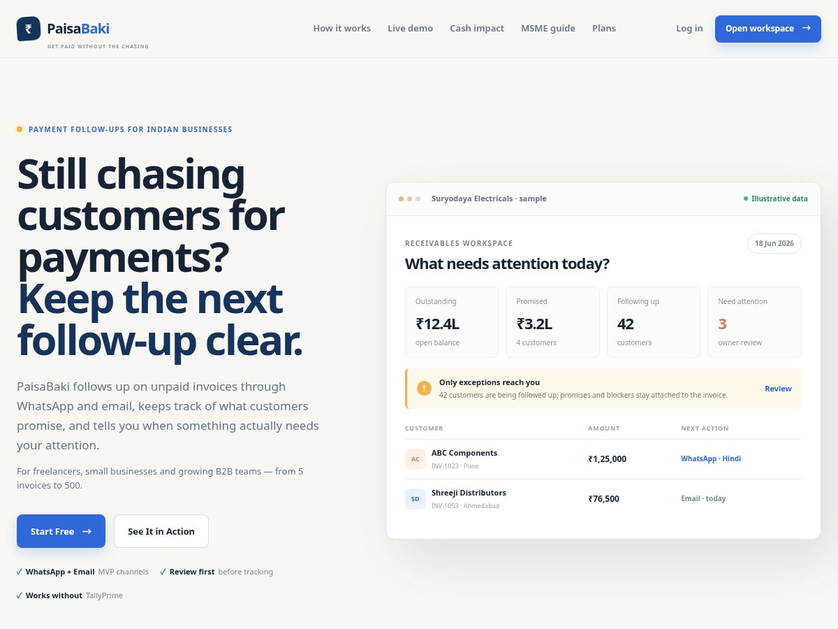Landing-page snapshot of paisabaki.com
