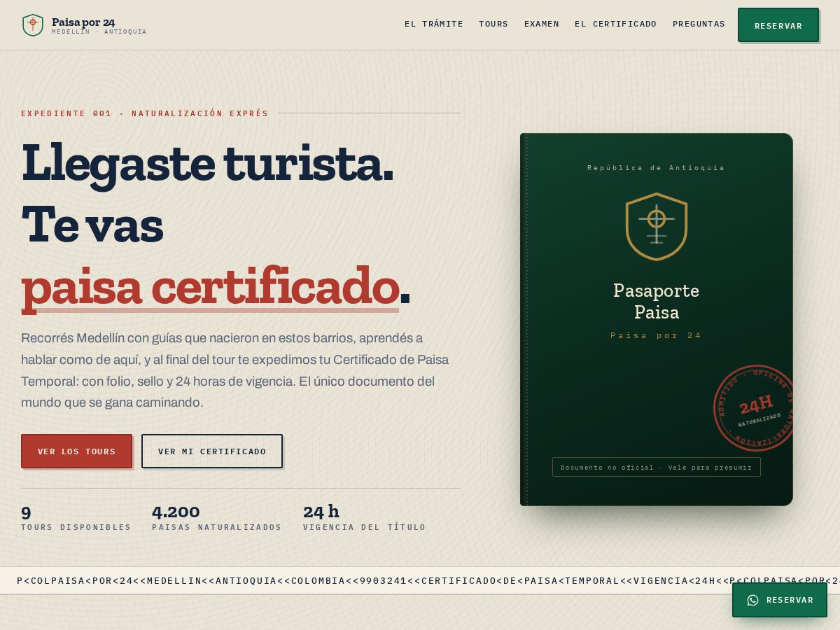 Landing-page snapshot of paisapor24horas.com