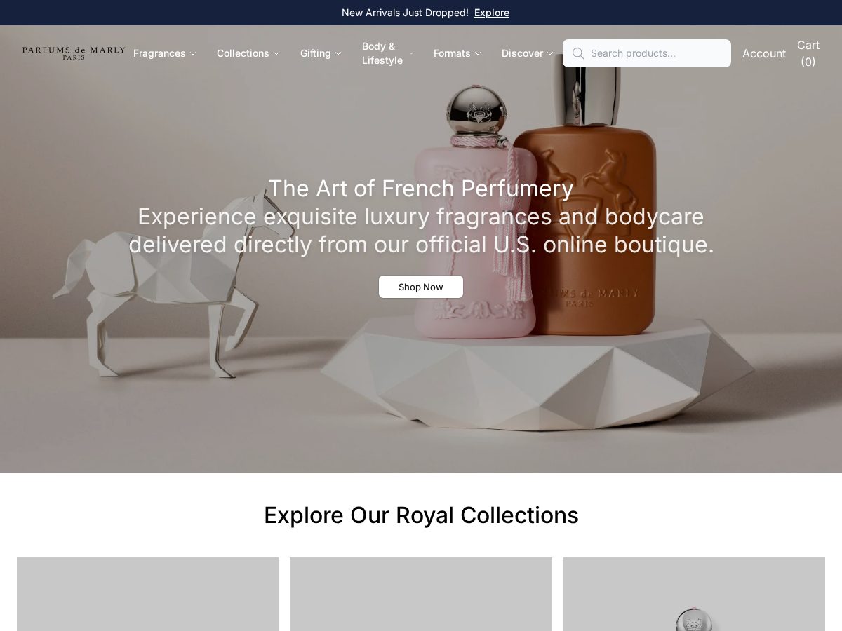 Landing-page snapshot of parfumsdemarlyfragrance.com