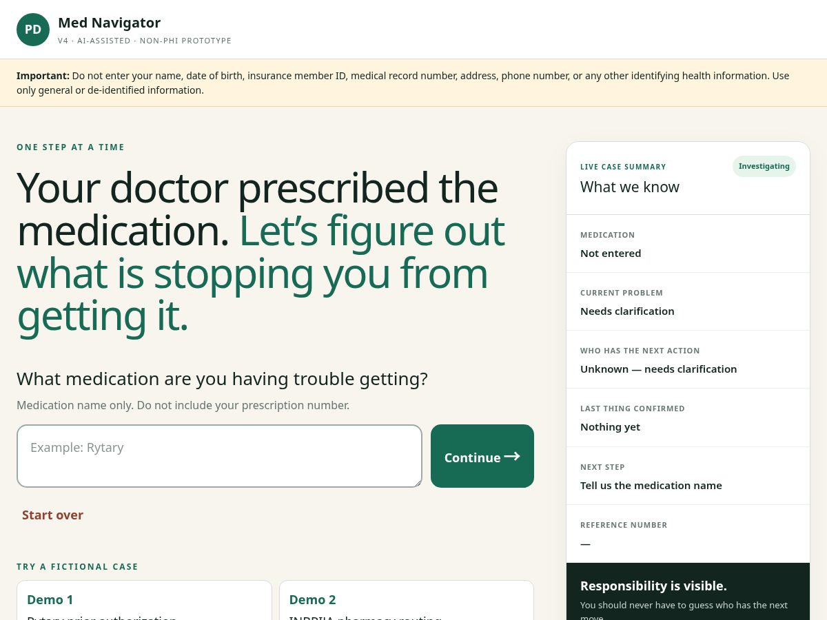Landing-page snapshot of pdmednavigator.com
