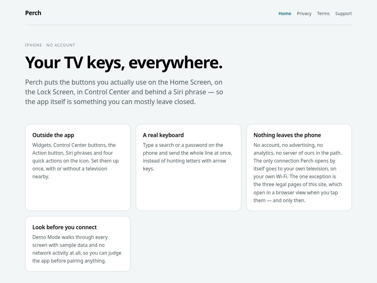 Landing-page snapshot of perchremote.com