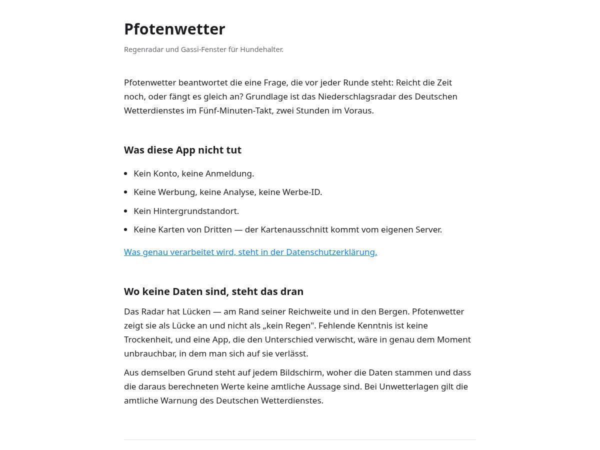 Landing-page snapshot of pfotenwetter.com