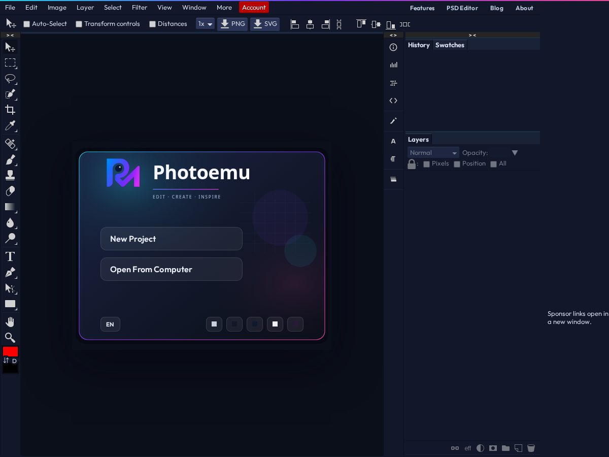 Landing-page snapshot of photoemu.com