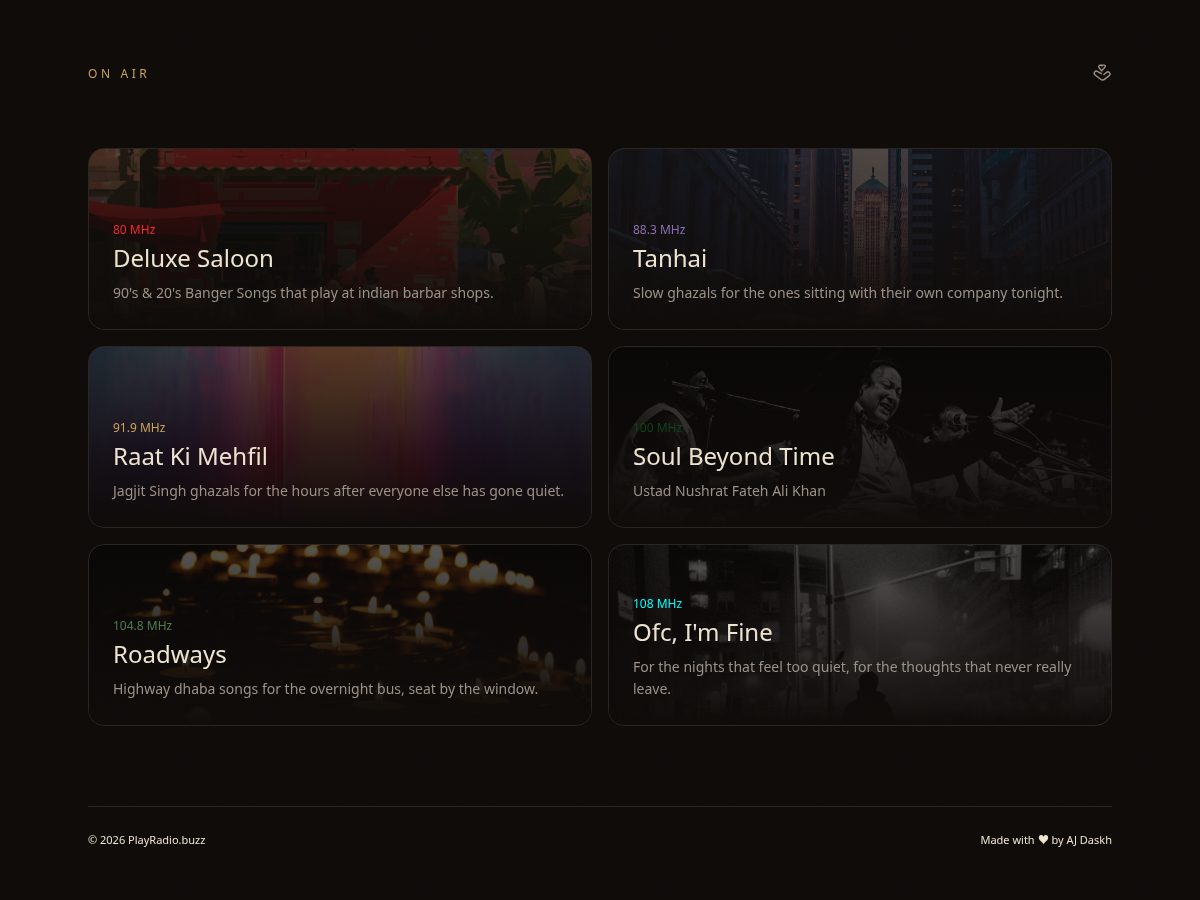 Landing-page snapshot of playradio.buzz