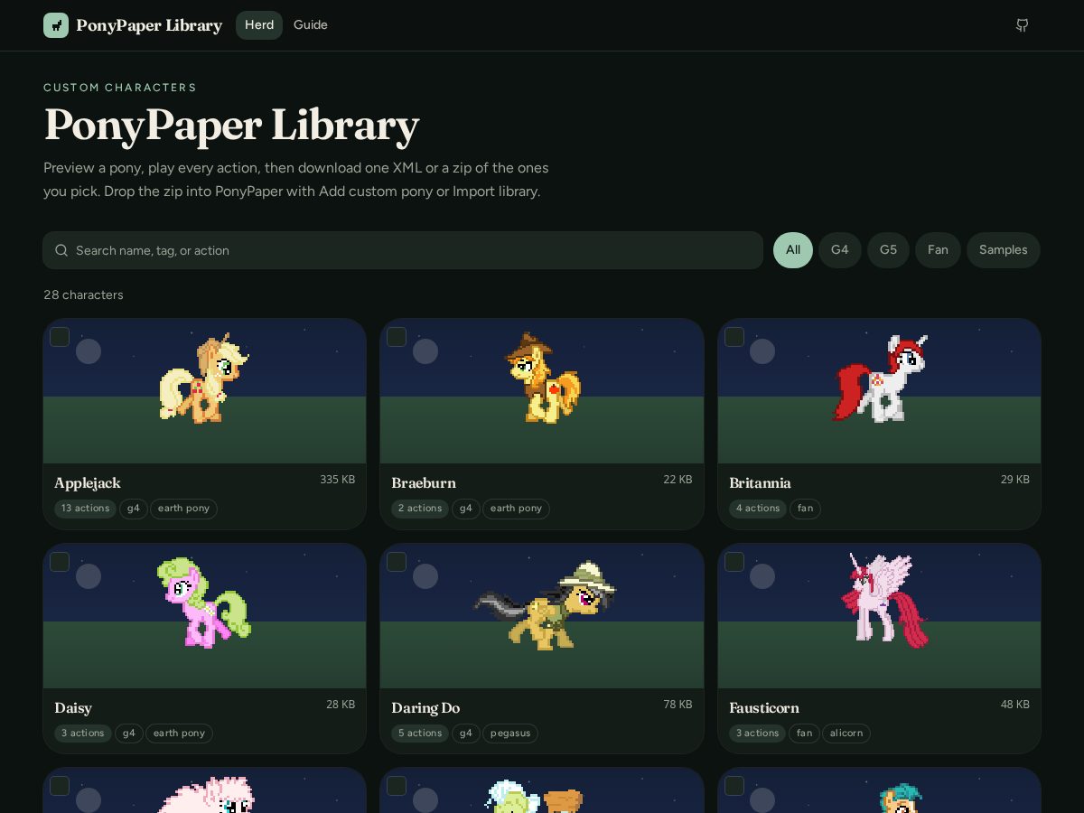 Landing-page snapshot of ponypaper.net