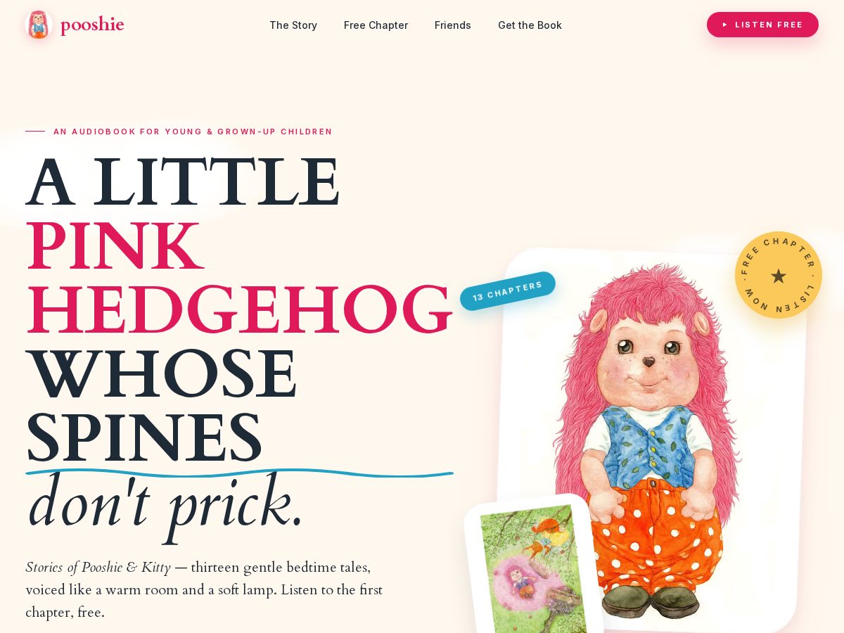 Landing-page snapshot of pooshieaudiobook.com