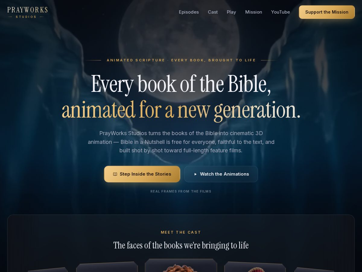 Landing-page snapshot of prayworksstudios.com