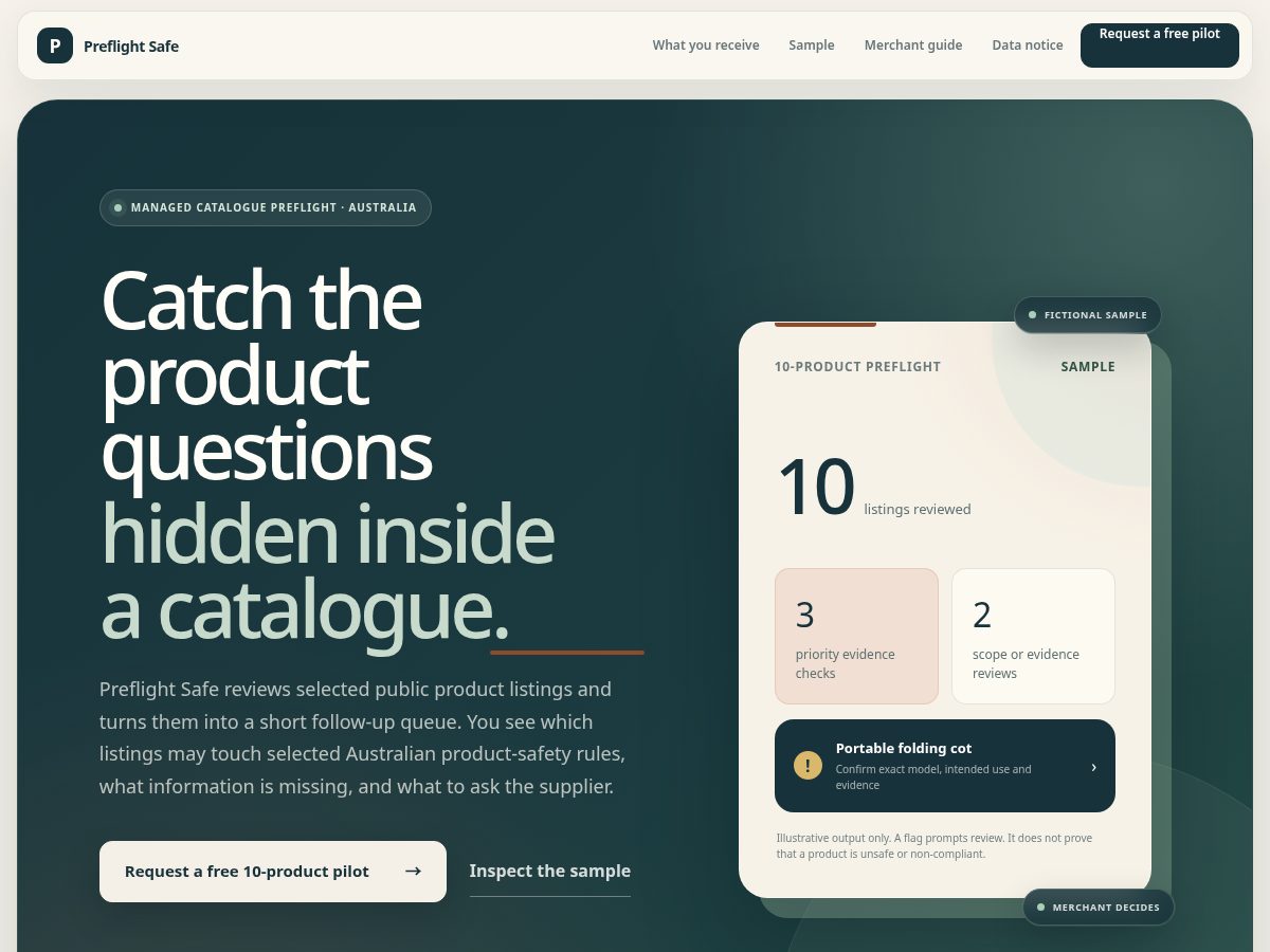 Landing-page snapshot of preflightsafe.com