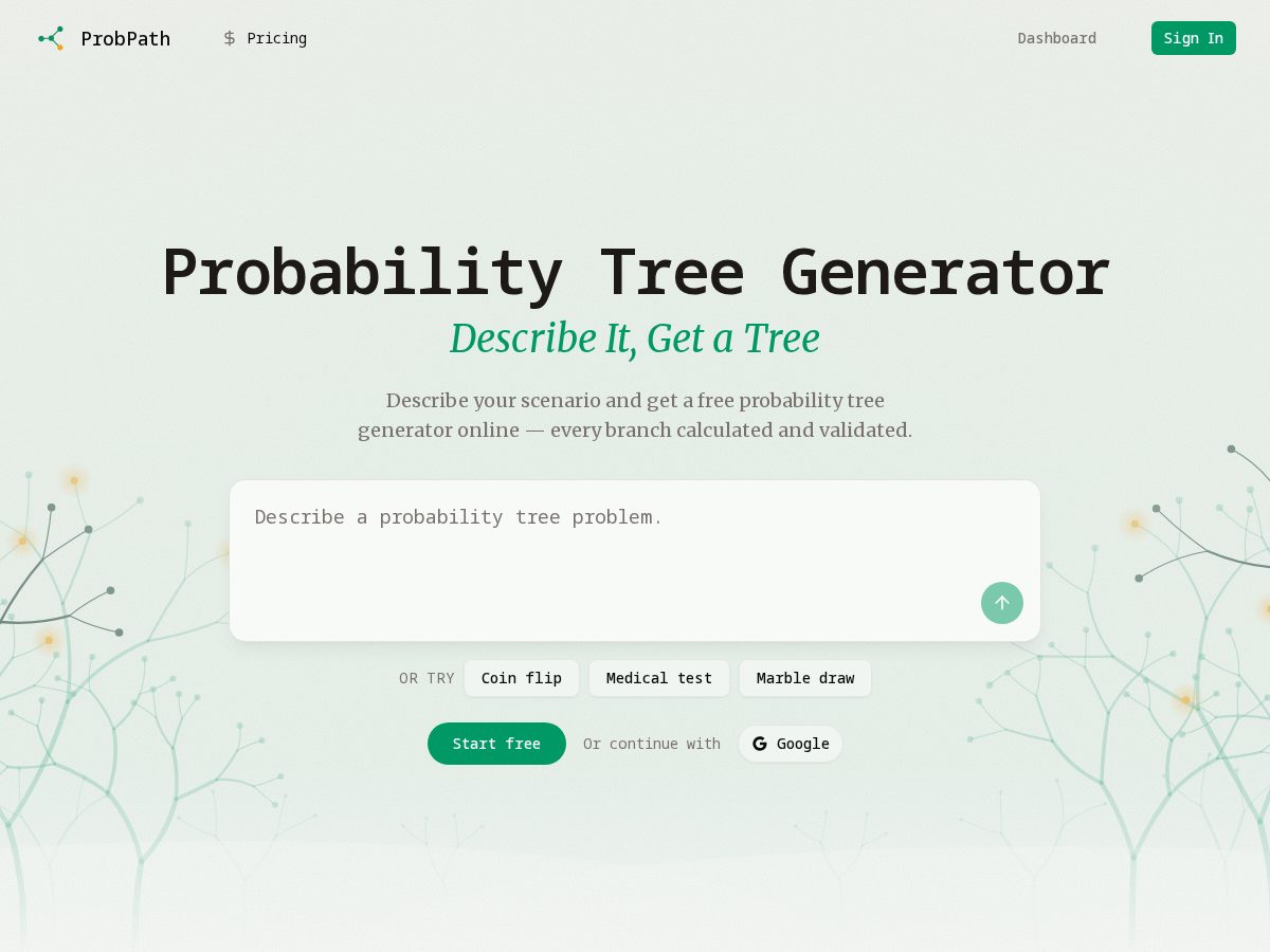 Landing-page snapshot of probpath.com