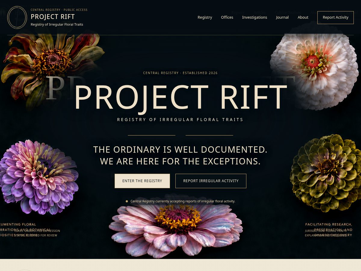 Landing-page snapshot of projectrift.org