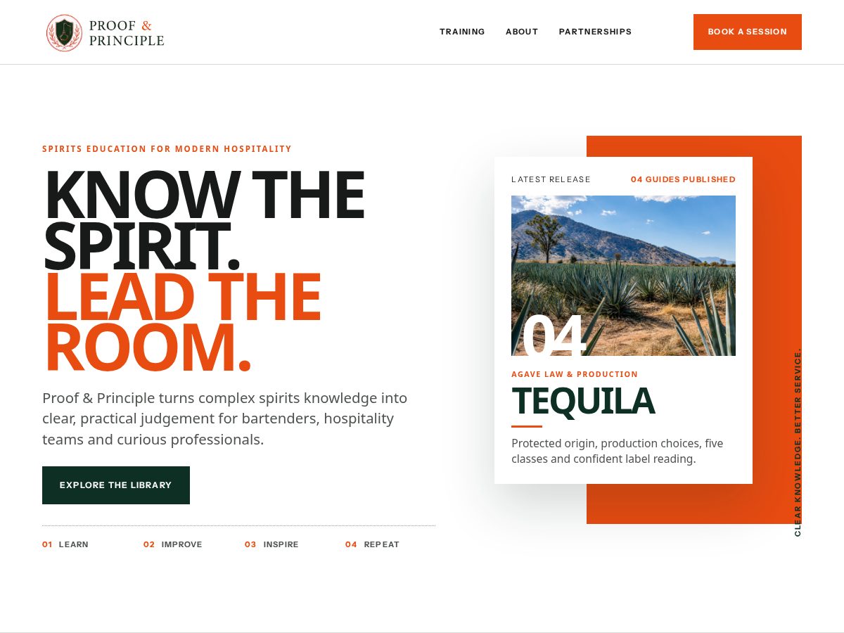 Landing-page snapshot of proofandprinciple.com