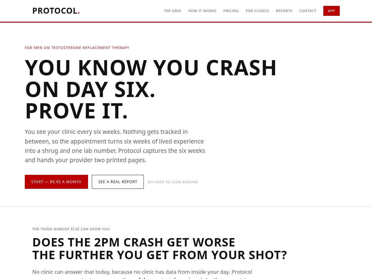 Landing-page snapshot of protocolforwellness.com