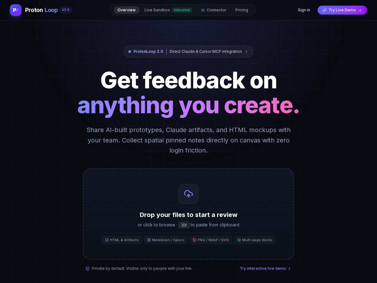 Landing-page snapshot of protonloop.com