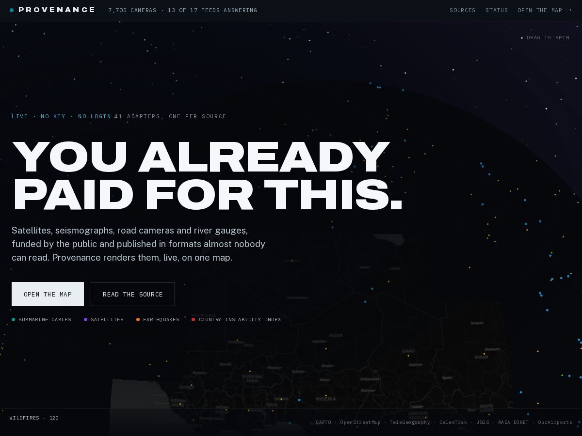 Landing-page snapshot of provenance.website