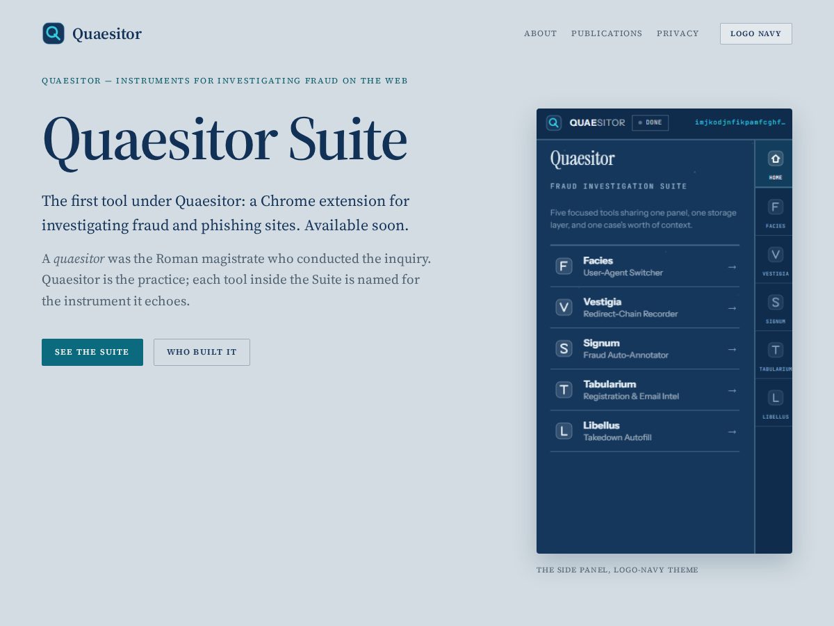 Landing-page snapshot of quaesitor.dev