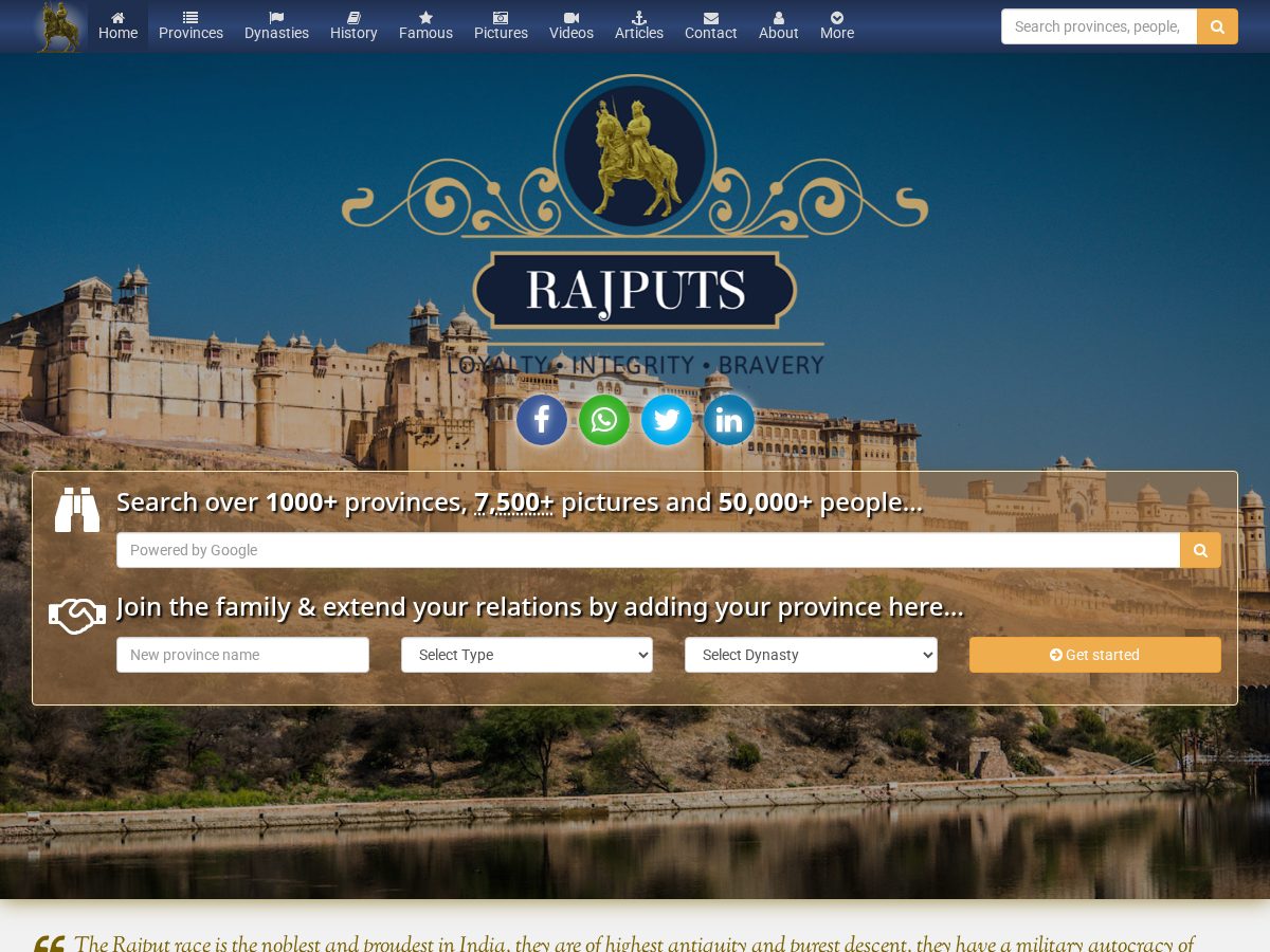 Landing-page snapshot of rajputs.net
