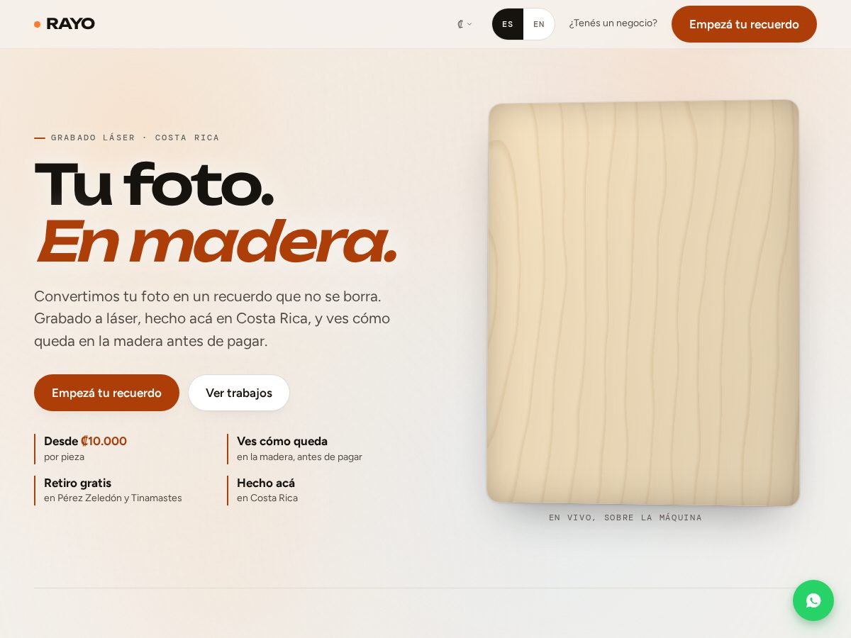 Landing-page snapshot of rayograbado.com