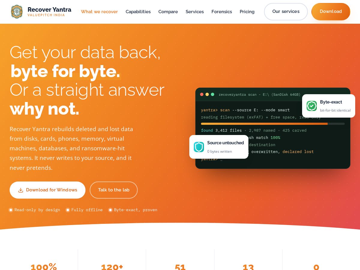 Landing-page snapshot of recoveryantra.com