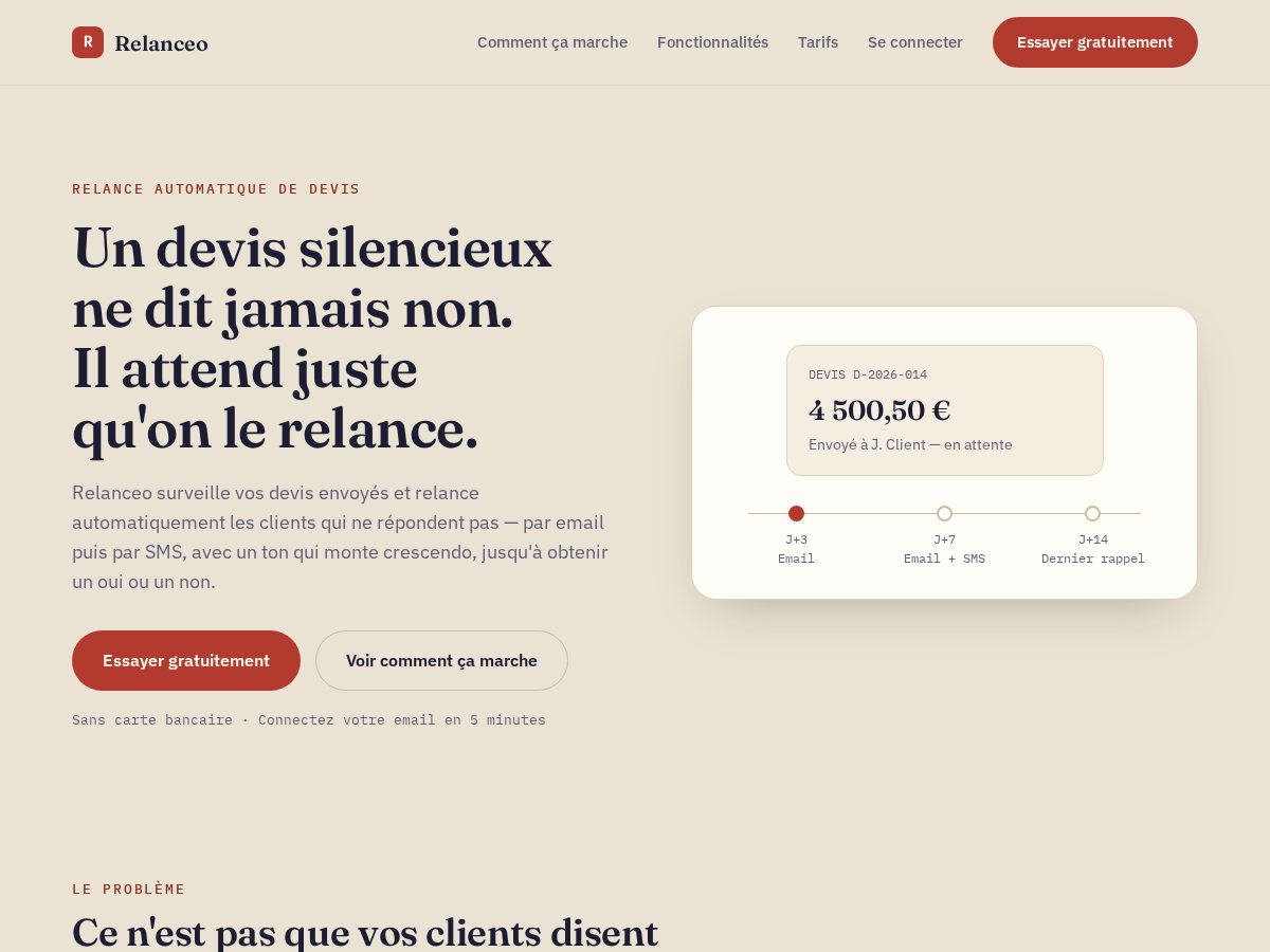 Landing-page snapshot of relanceo.site