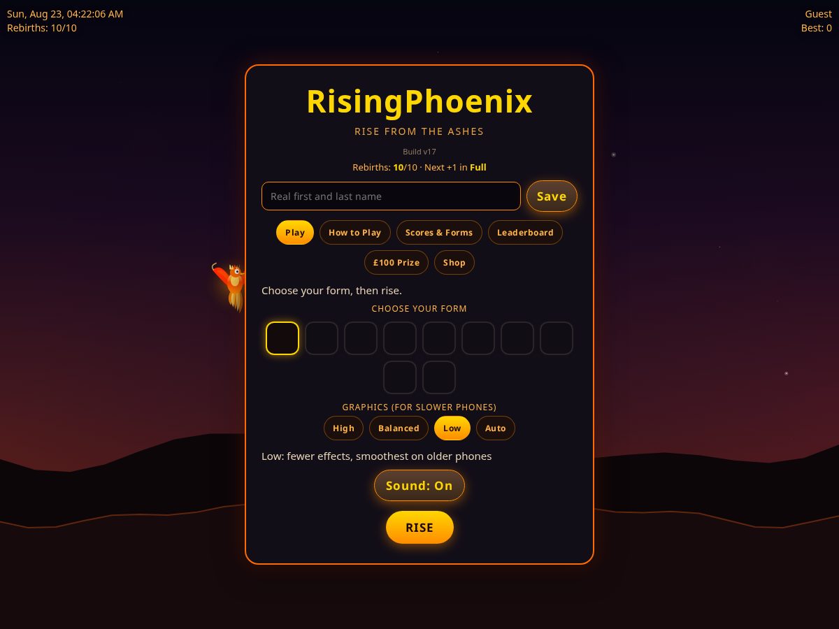 Landing-page snapshot of risingphoenix.app