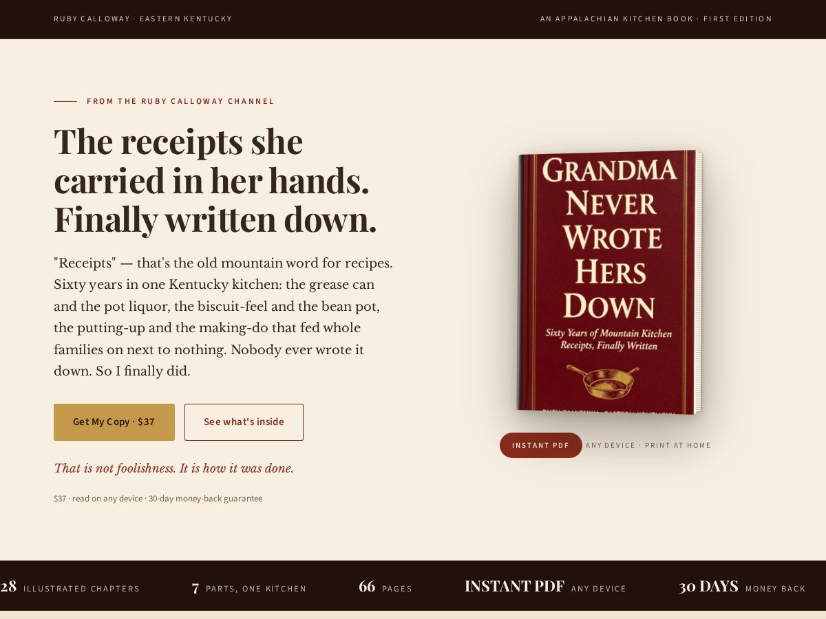 Landing-page snapshot of rubycallowaybooks.com