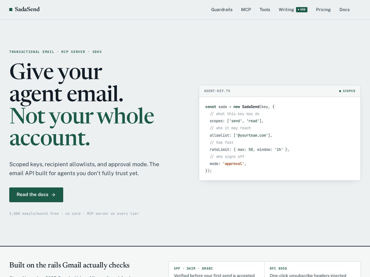 Landing-page snapshot of sadasend.com