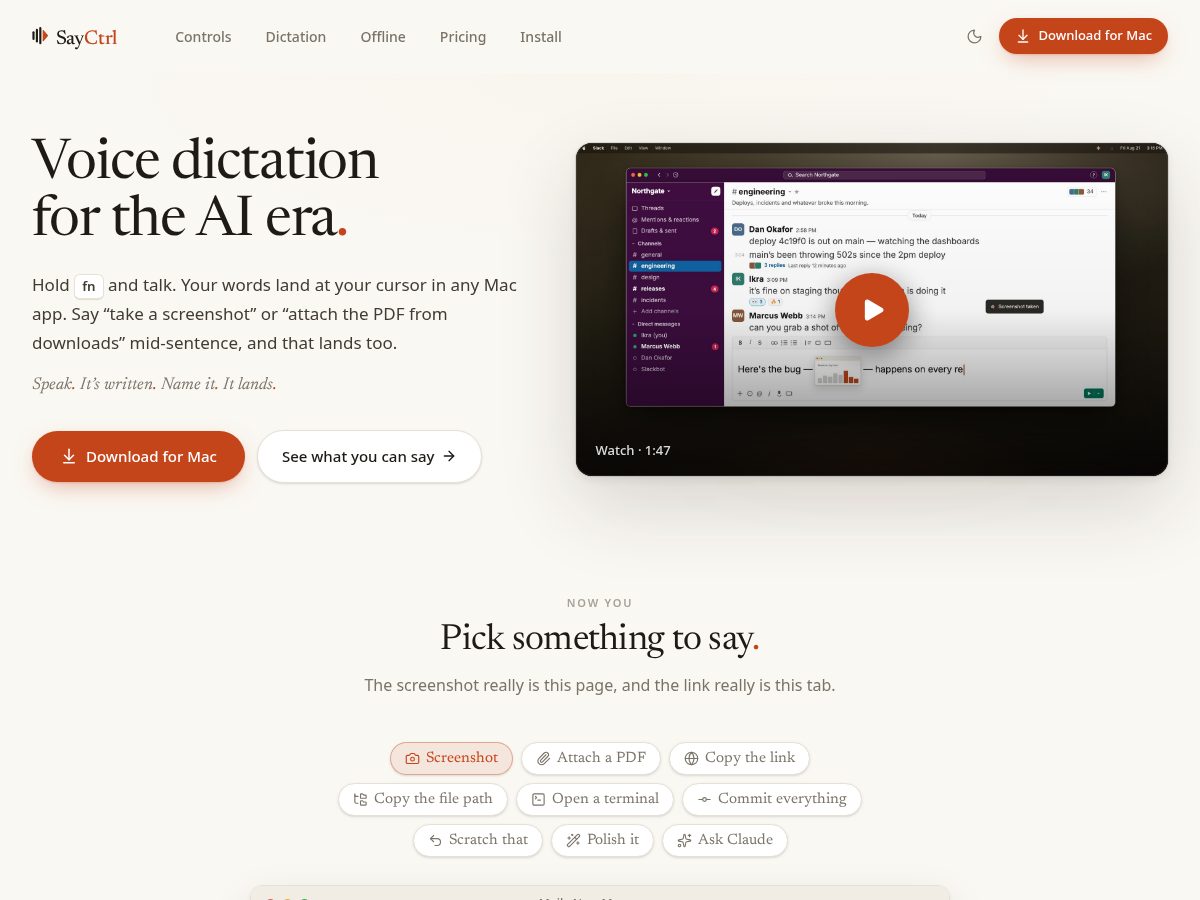 Landing-page snapshot of saycontrol.com