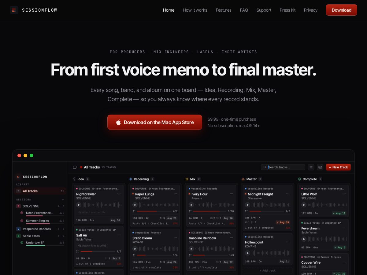 Landing-page snapshot of session-flow.app