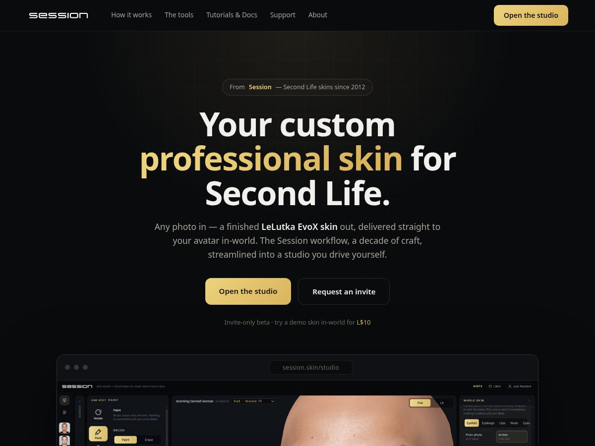 Landing-page snapshot of session.skin